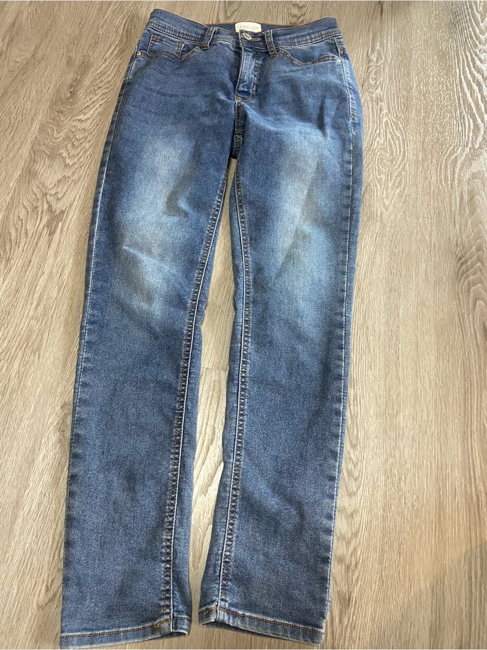 Angels Women's Straight Leg Jeans in Faded Blue Denim